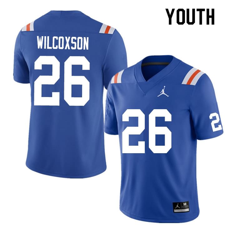 NCAA Florida Gators Kamar Wilcoxson Youth #26 Nike Blue Throwback Stitched Authentic College Football Jersey KTO4464KU